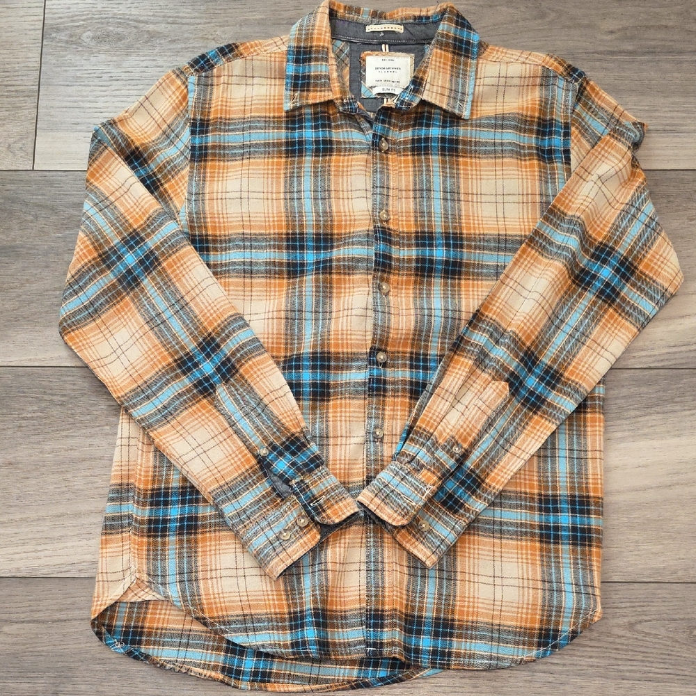 Men's Plaid Flannel in Blue and Tan